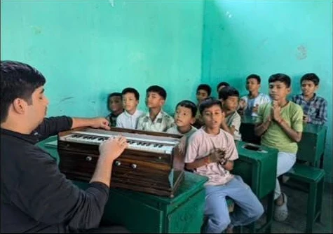 Children taking part in music